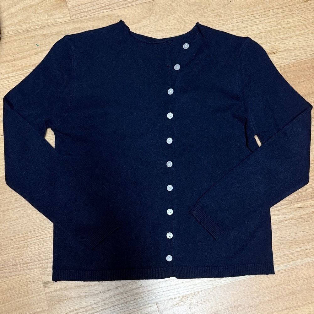 NWOT Classic Navy diagonal Button-Front Cardigan